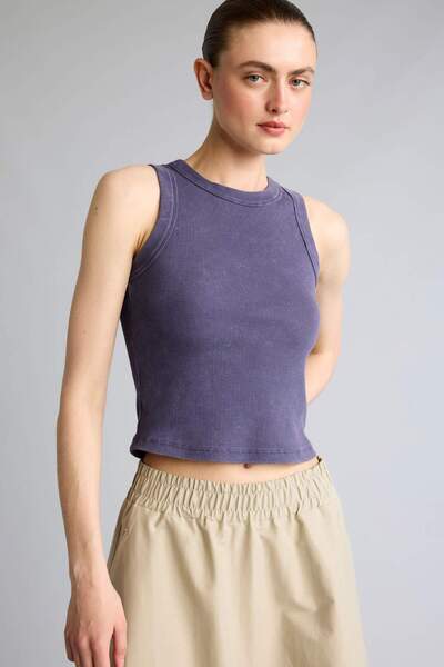 DeFacto Tricou subțire cu guler rotund, model ribbed, H7078AX26SM
