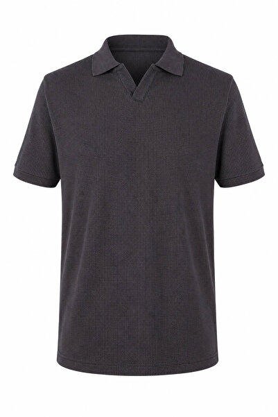 trender Waffle Anthracite Men's Polo Neck T-Shirt 2645
