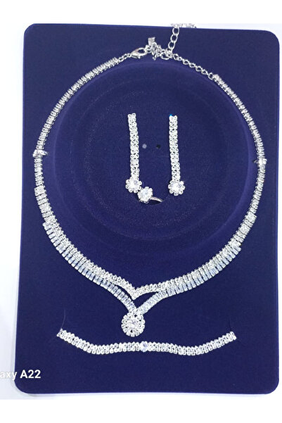 Generic Women's Silver Color Sparkling Zircon Rhinestone Pendant Necklace Ear...