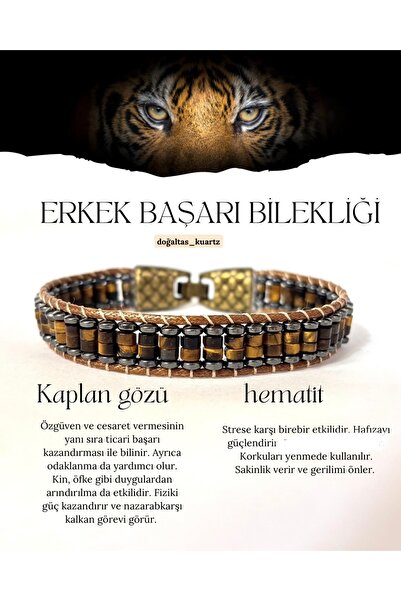kuartz Tiger's Eye Hematite Men's Bracelet