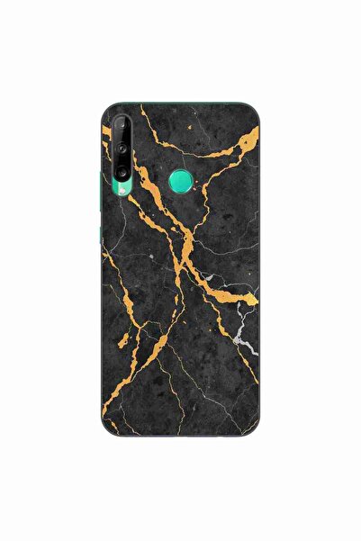 OEM Husa compatibila cu Huawei P40 Lite E Silicon Gel Tpu Model Noir Gold Marble