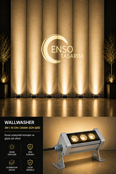 Enso Tasarım 3W 10 cm Gün Işığı LED Wallwasher Dış Cephe Duvar Cami Bahçe Ayd...