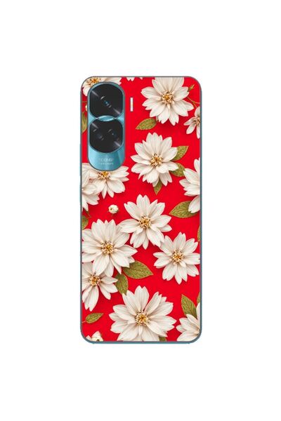 OEM Husa compatibila cu Honor 90 Lite 5G Silicon Gel Tpu Model White Flowers ...