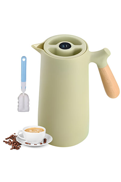 NO BRAND Thermal Flask Set with Cleaning Brush - 1L Flask for Hot Water, Temp...