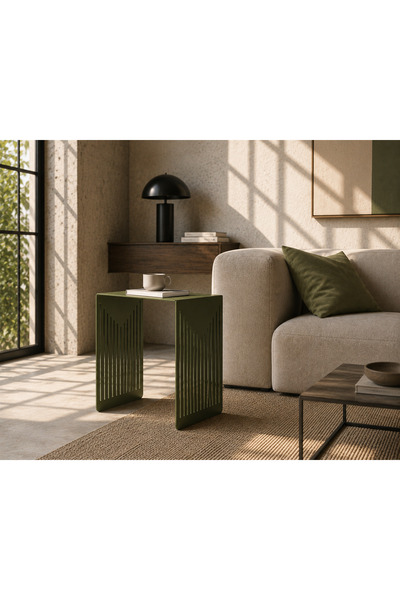 steelthesign LINEARC SERİSİ DEKORATİF KANALLI SEHPA - YEŞİL