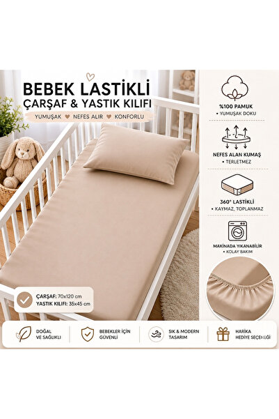 Sahra İpek %100 PAMUK BEBEK LASTİKLİ ÇARŞAF SETİ LÜX 1. SINIF PAMUKLU KUMAŞ