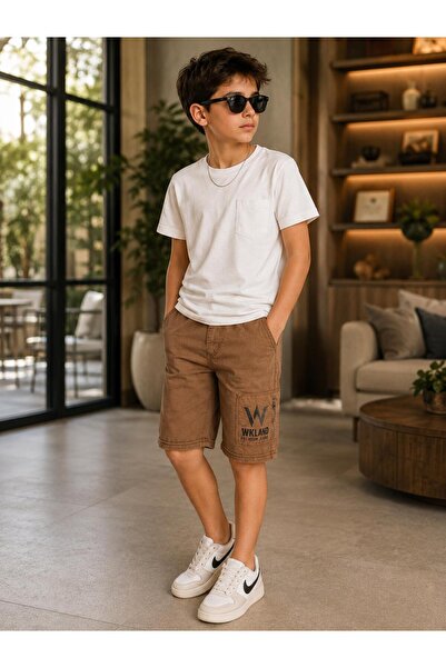 CMC 4 Cepli Keten Kapri Şort Bel Lastikli % 100 Pamuk Cotton