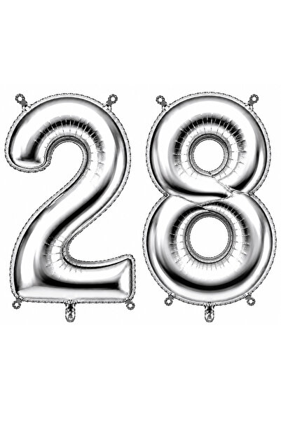 BeySüS 28 Foil Balloons Silver Color (100 cm)
