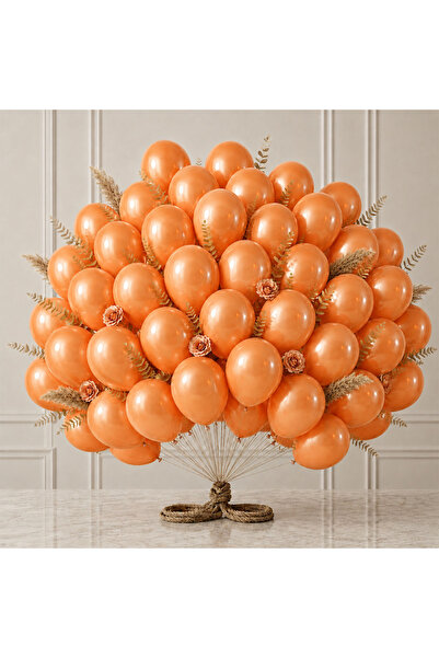 BeySüS Orange Color Latex Metallic Balloon (30 cm) - 50 Pieces