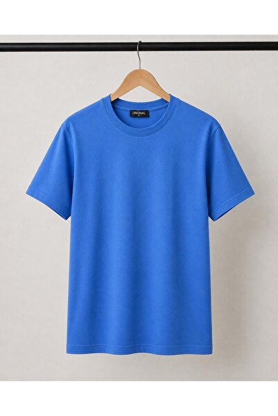 Kuraff Giyim Unisex Basic Cotton T-Shirt with Circular Necklace in Solid Color