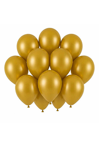 BeySüS Gold Color Latex Pastel Balloon (30 cm) - 12 Pieces