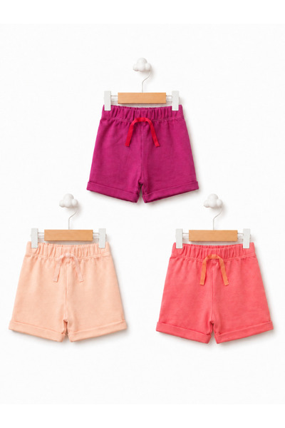 For My Baby Baby Girl and Child 3-Piece 100% Cotton Shorts Set