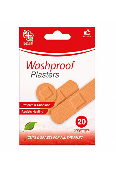 A.E Sterile Plasters A&E Washproof Plasters, Water-Resistant, Assorted Shapes...
