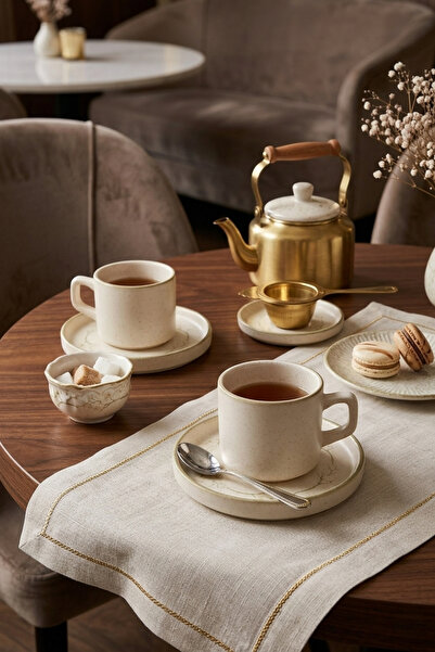 Keramika Taupe Bloom Stackable Çay Takımı 4 Parça 2 Kişilik 22520-28