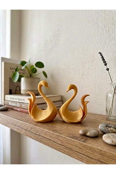ARKlife 3D Electronic Minimalist 2li Şık Antik Gold Kuğu Seti 15-13cm Dekorat...