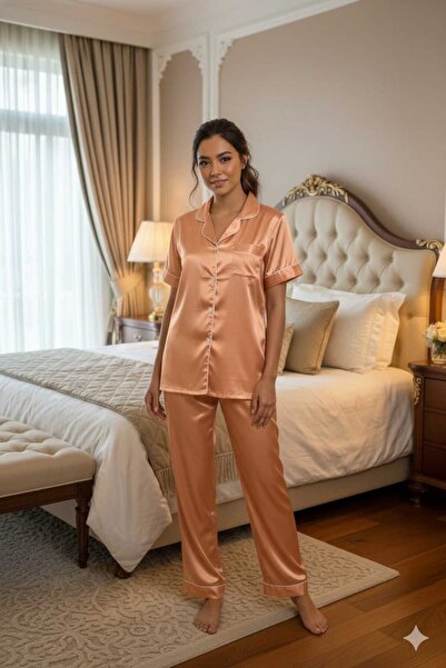 Alsadfine innovations Women's Satin Pajama Set, Short Sleeve, New Season, Dif...