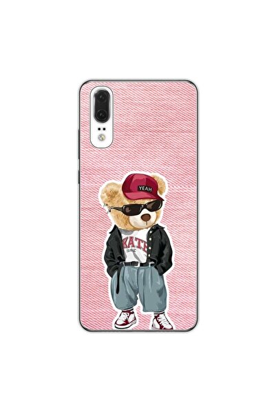 OEM Калъф, съвместим с Huawei P20, силиконов гел TPU, модел Розова дънкова мечка