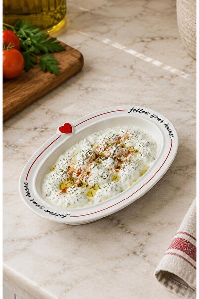 ACAR Heart-Shaped Deep Oval Plate Small Size 20/12 cm Tkebt White
