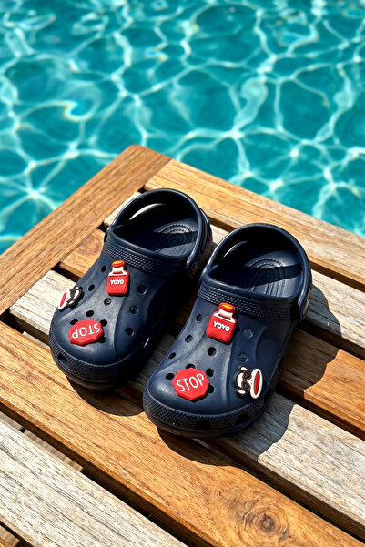 REMSA Children's Top Sticker Detail Sandals Slippers 200-3 Navy Blue01