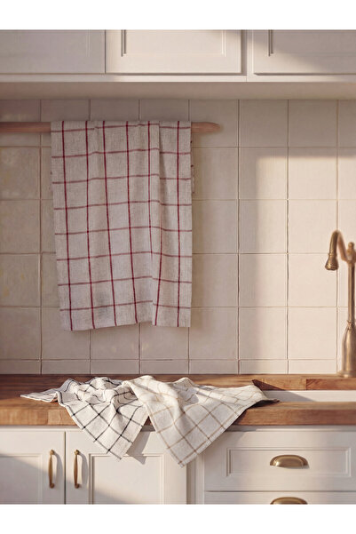 LC Waikiki Esvab • Modern & Distinctive Checkered Embroidered Tea Towels 3-Pi...