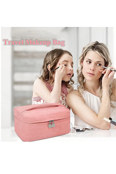 TAPIT حقيبة مستحضرات تجميل ذات سعة كبيرة، حقيبة مستحضرات تجميل جلدية، حقيبة أ...