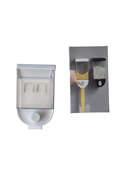 ADIRI SHOP Wall-mounted cereal and dry food dispenser, Sheer container, butto...