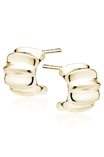 PrimaDonna Elegant Earrings with Wavy Design in 925 Silver and 14K Gold Plated