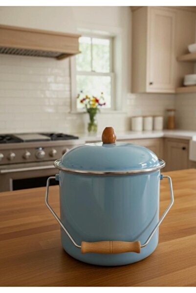 Home Enamel Bakraç Yogurt Pot Legume Storage Pot Potato Onion Bucket 20 cm