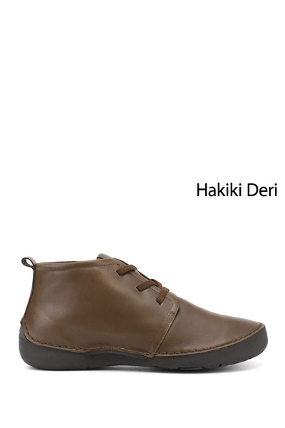 GÖNDERİ(R) Women's Dark Mink Lace-Up Genuine Leather Comfort Boots