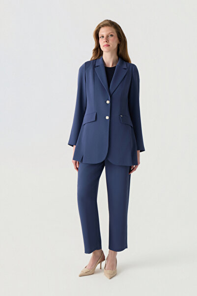 Zühre Classic Collar Button Detailed Indigo Suit 1856