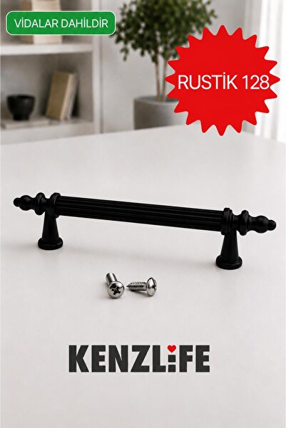 Kenzlife mobilya kulpu boru rustik 128 mm siyah plastik dolap kulbu 01 adet k...