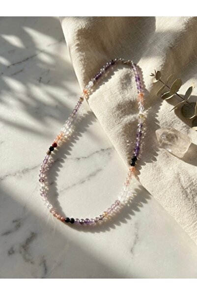 Meneva Aksesuar Multi-Colored Mix Chakra Natural Stone Necklace - Elegant Fac...