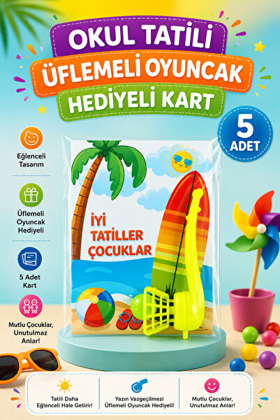 Sticker Ekspres 5 Adet Okul Yaz Tatili Saksafon Top Üflemeli Oyuncak Hediyeli...