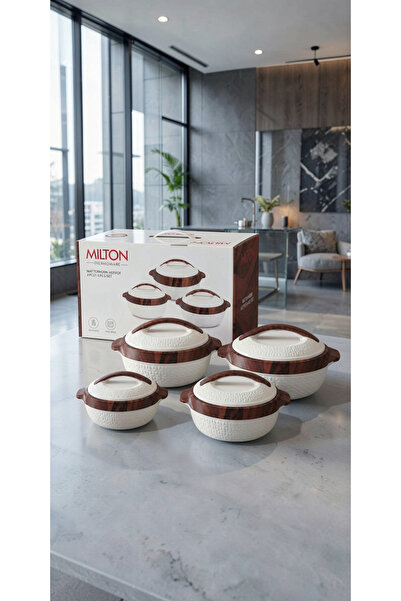 Milton Luxury Wooden Design Set of 4 Stainless Steel Inner Hot Pot Set (500ml...