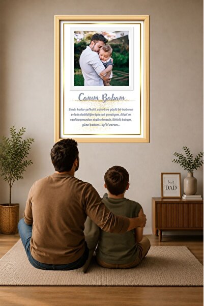 benden olsun Babalar Günü Hediyesi Kişiye Özel Fotoğraflı Mesajlı Canım Babam...