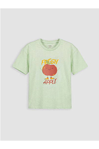 LC Waikiki New Season Green Crew Neck Printed Boys' T-Shirt