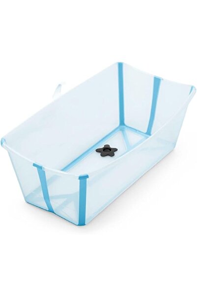 Stokke Flexi Bath X-Large - Foldable Baby Bath Tub for Ages 0-6 - Ocean Blue