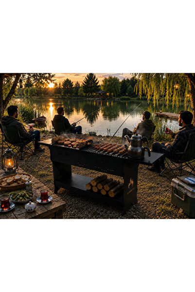 CLG Metal 120 cm Büyük Boy Ayaklı Bahçe Mangalı Barbekü - 3 mm Çelik Gövde Kr...