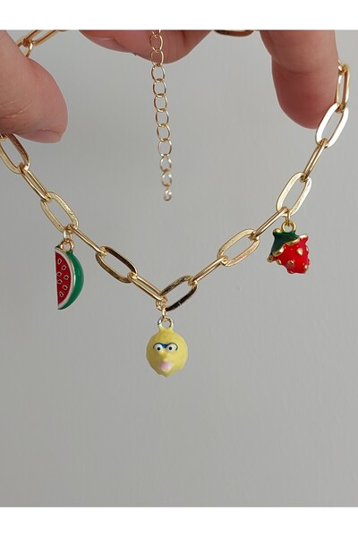 Histakı Women's Fruit Charm Anklet Banana Strawberry Lemon