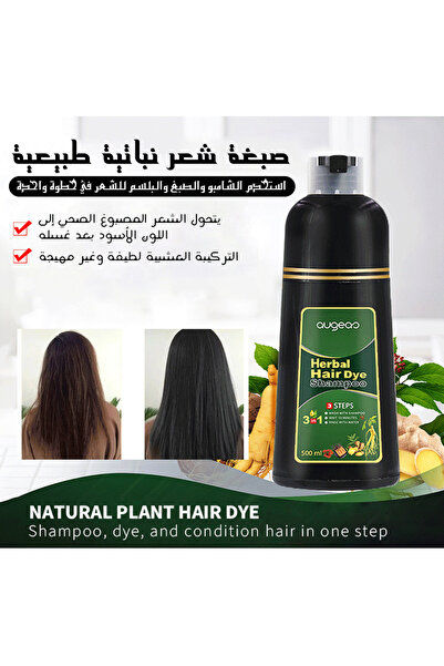 AUGEAS Natural Herbal Hair Darkening Shampoo, Black Hair Dye Shampoo, Herbal ...