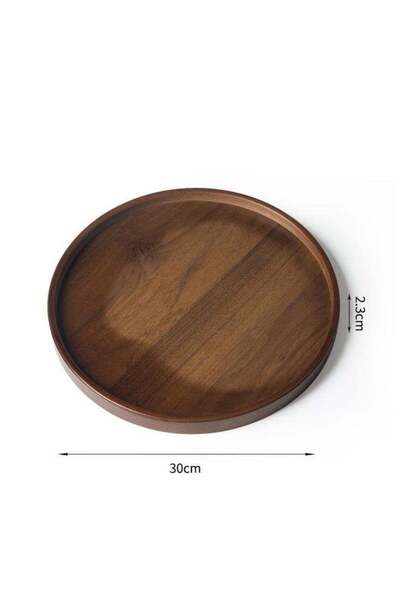 Generic Walnut Large Round Tray, Solid Wooden Circle Platter Decorative Table...