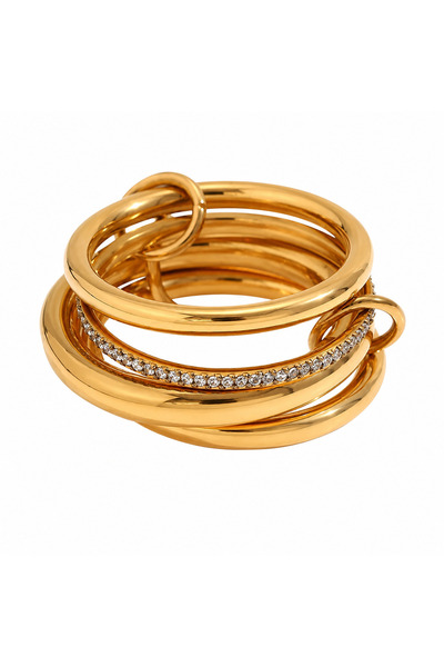 OEM Women's stainless steel ring plated with gold „Tessera”