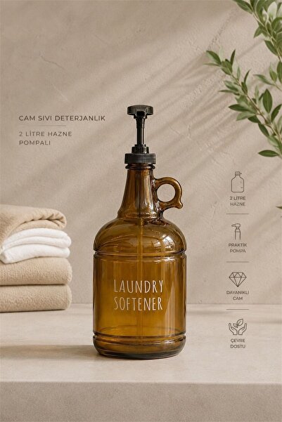 Akkoyunlu home Amber Glass Liquid Soap Dispenser, Detergent Dispenser and Sof...
