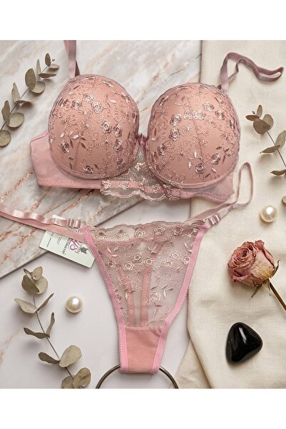 mikam Hesapli Padded Detachable Lace Bra Set