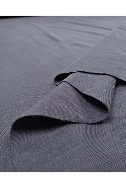 Kumaş Parça Anthracite Interlock Ribbed Fabric, Flexible, Soft, Durable, Blou...