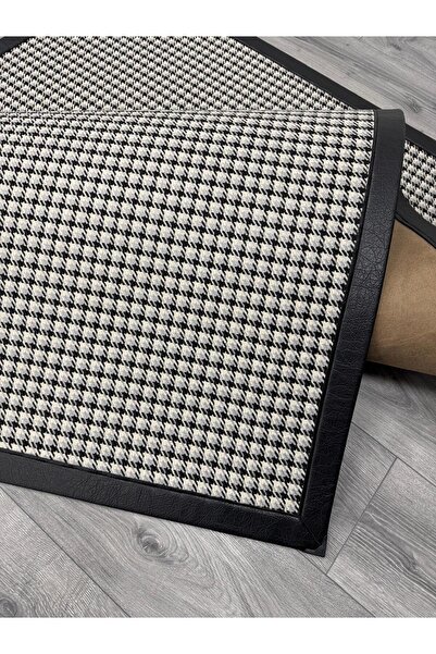 Neşem Halı Boutique 014 GRI SİSAL DERİ HALI DERİ BORDER LEKE TUTMAZ KAYMAZ TABAN