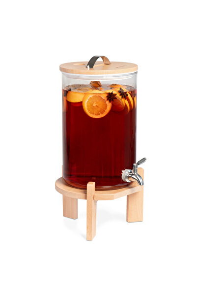 Navaris Glass beverage dispenser with tap and stand, 7 L, Brown, 46785.05
