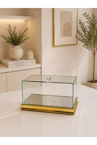 CENGİZ ÇEYİZ GELİN DAMAT BOHÇASI GOLD CAM SANDIK 25x15x15 cm