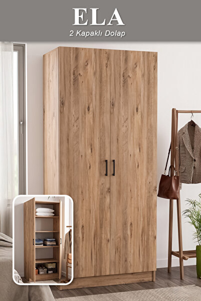 ygdecor Ela Gardrop Askılı Elbise Dolabı Raflı Elbise Dolabı