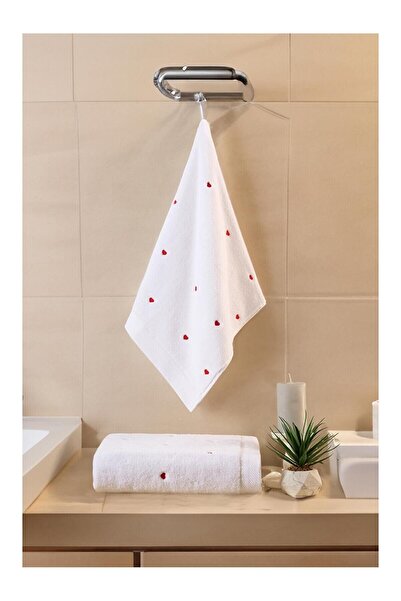 LC Waikiki Nevavm Farkıyla Love Series Embroidered Micro Cotton Bath Towel Se...